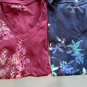 Eddie Bauer Short Sleeve Tees - Burgundy and Navy